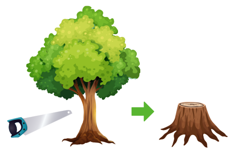 立木を伐採するイメージイラスト画像